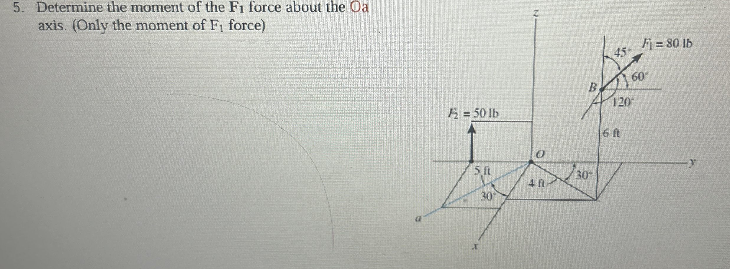 Determine the moment of the F 1 force about the O