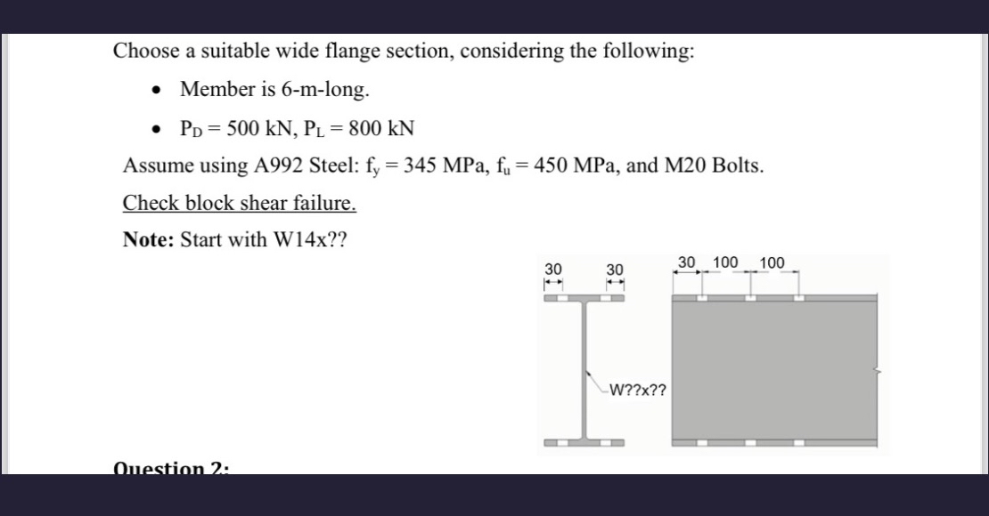 Choose a suitable wide flange section,