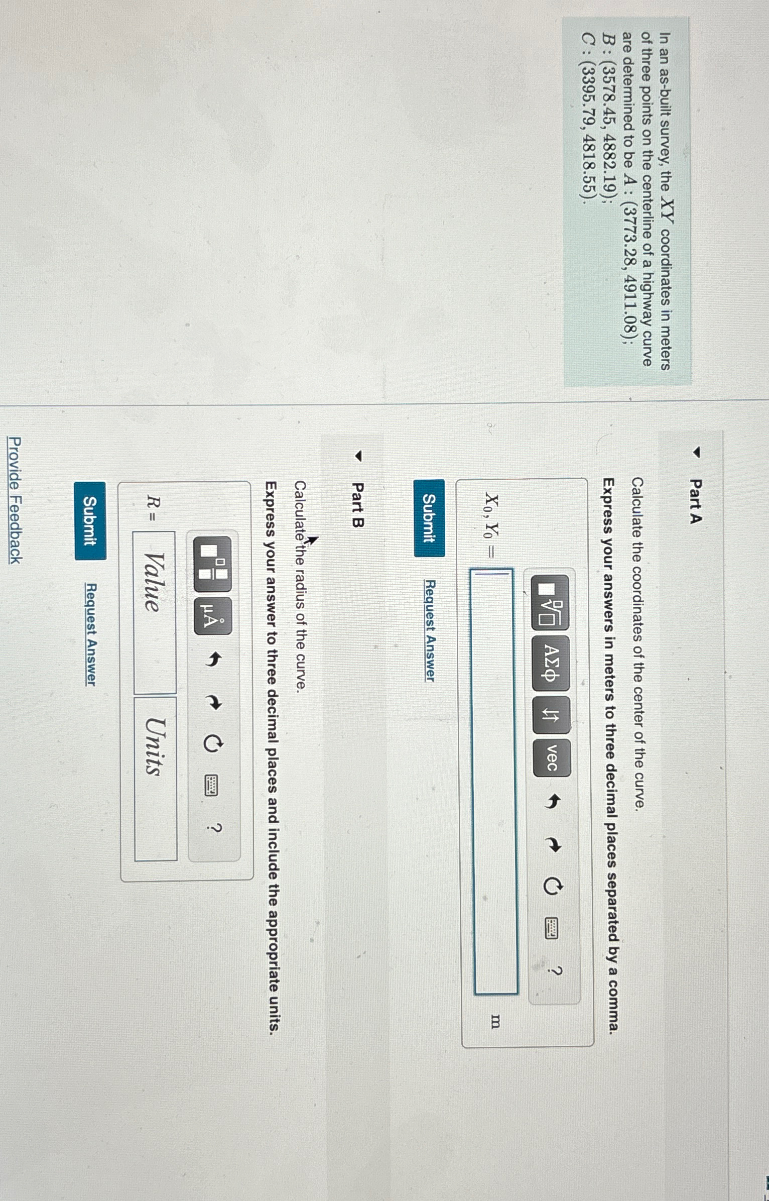 In an as - built survey, the x Y coordinates in