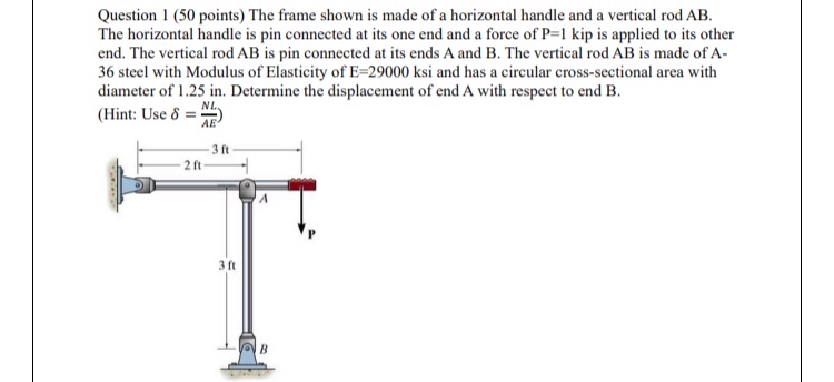 Question 1 ( 5 0 points ) The frame shown is made