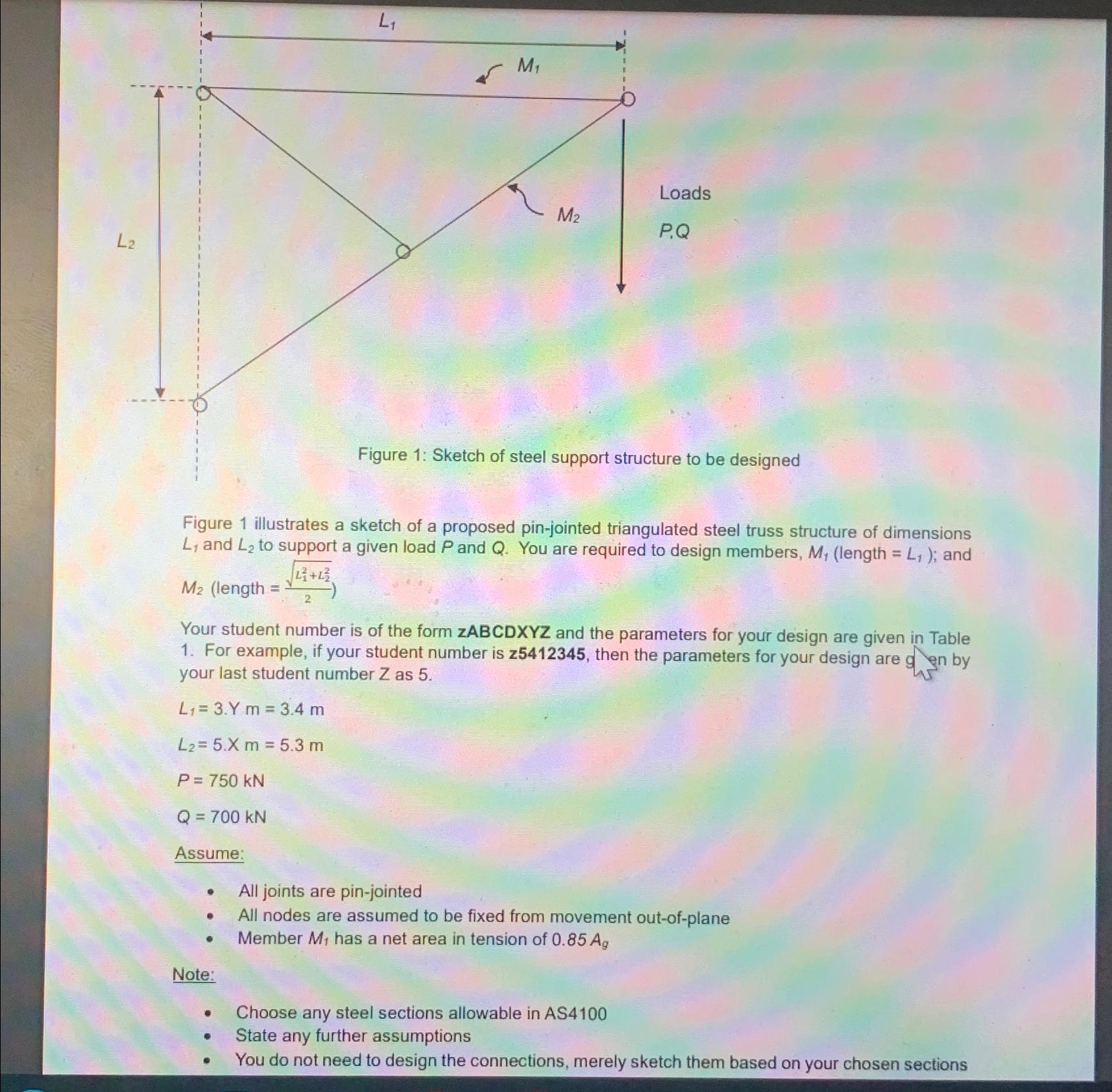 Figure 1 : Sketch of steel support structure to