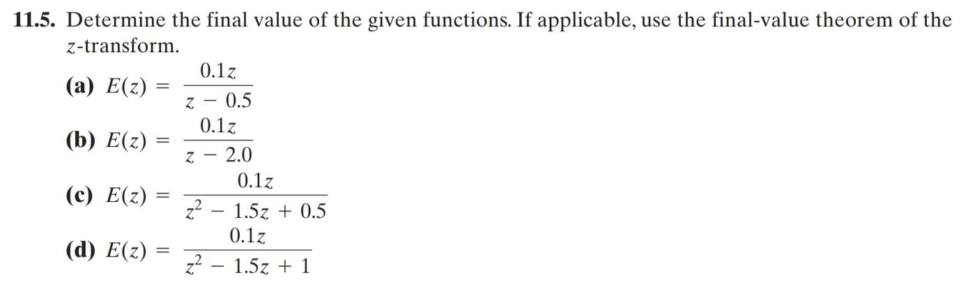 1 1 . 5 . Determine the final value of the given