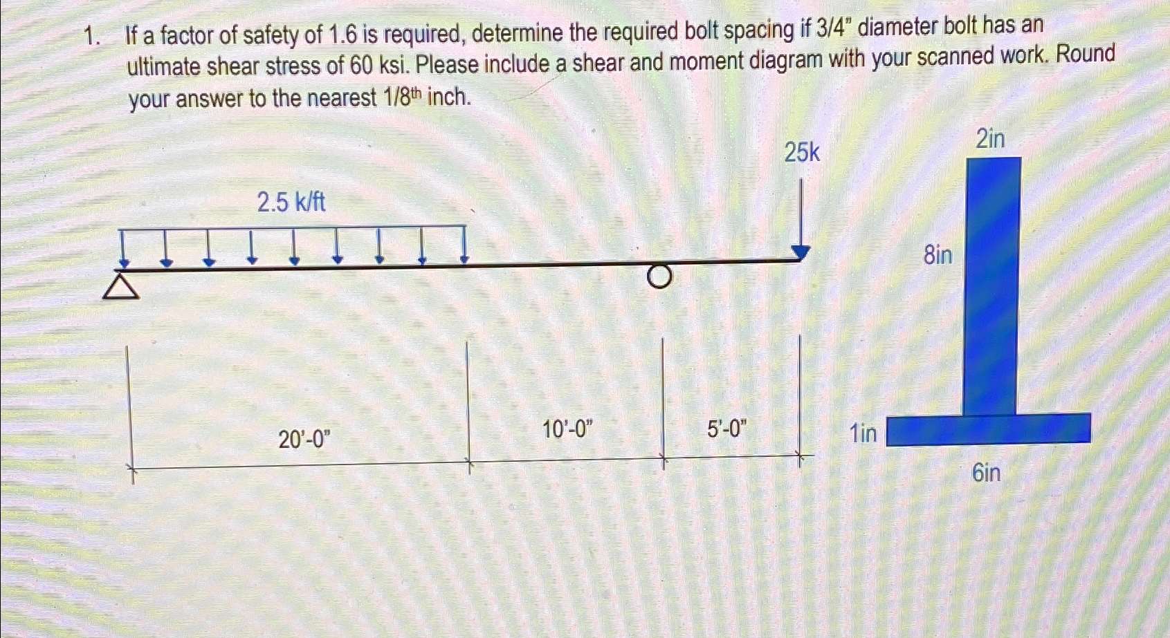 If a factor of safety of 1 . 6 is required,