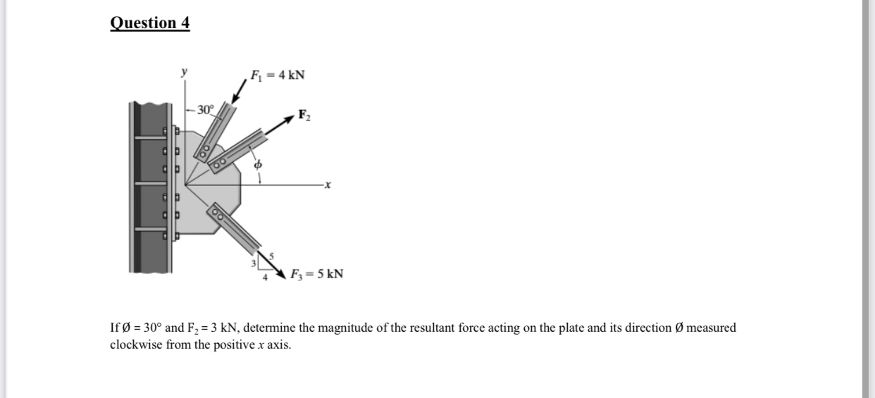 Question 4 If O ? = 3 0 and F 2 = 3 k N ,