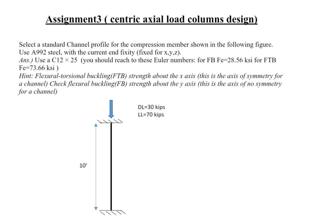 Assignment 3 ( centric axial load columns design