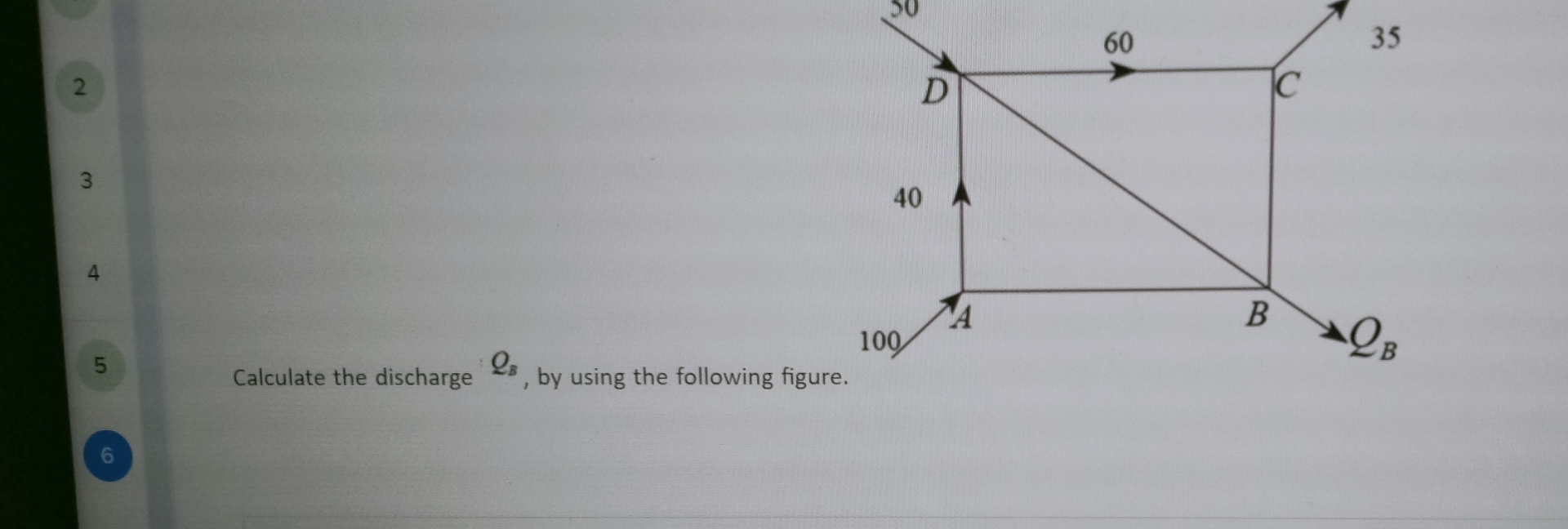 2 3 4 5 Calculate the discharge Q 8 , by using