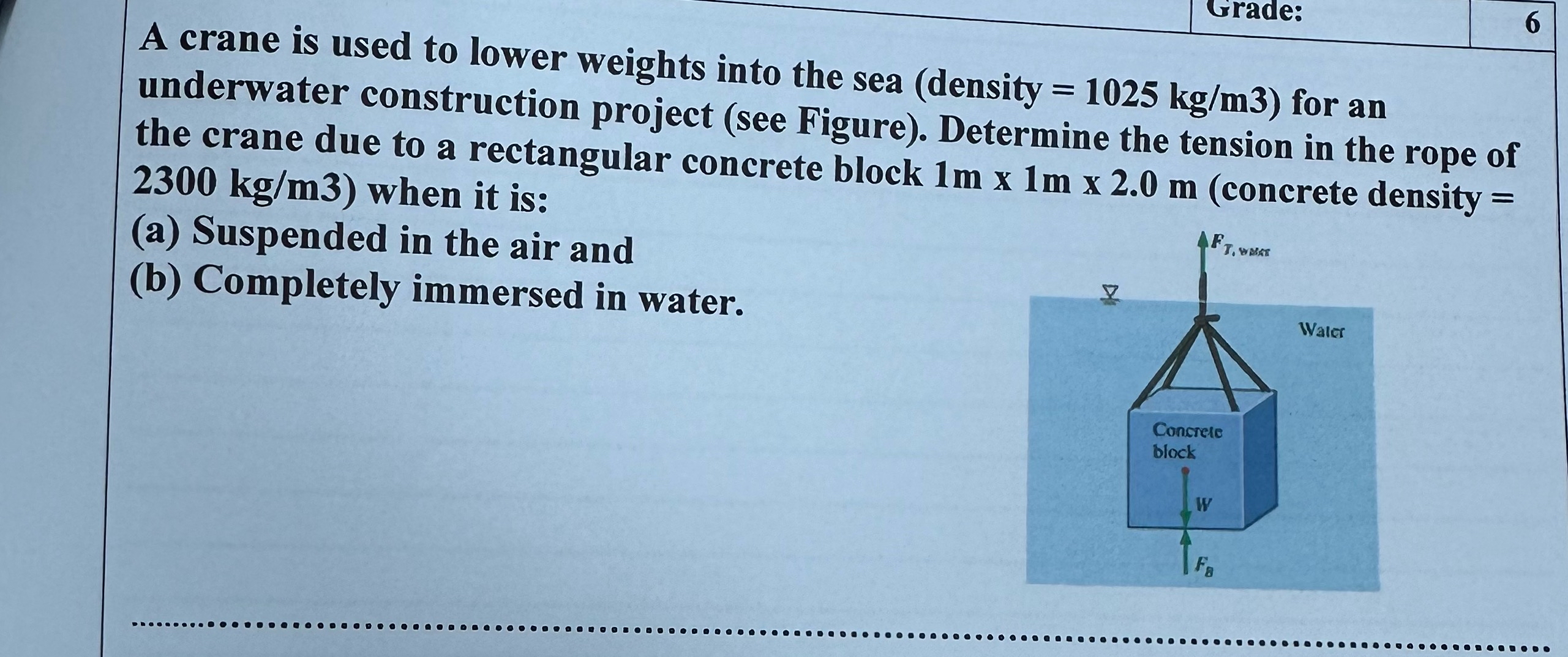 Grade: 6 A crane is used to lower weights into