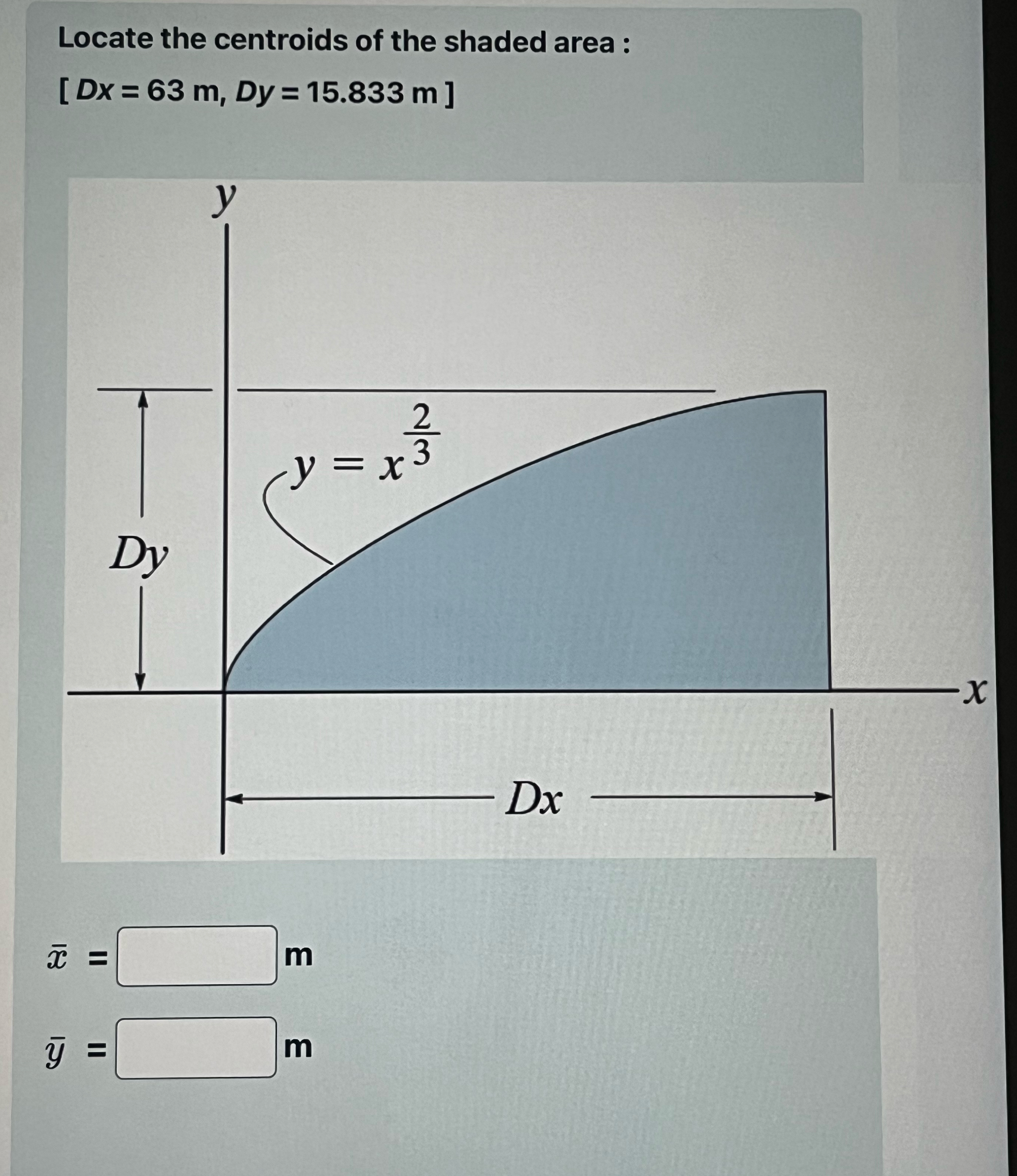Locate the centroids of the shaded area : ] = 6 3