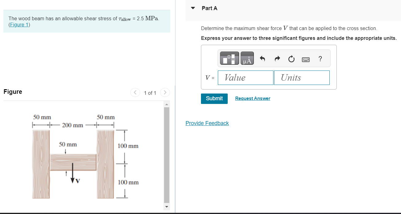 Part A The wood beam has an allowable shear
