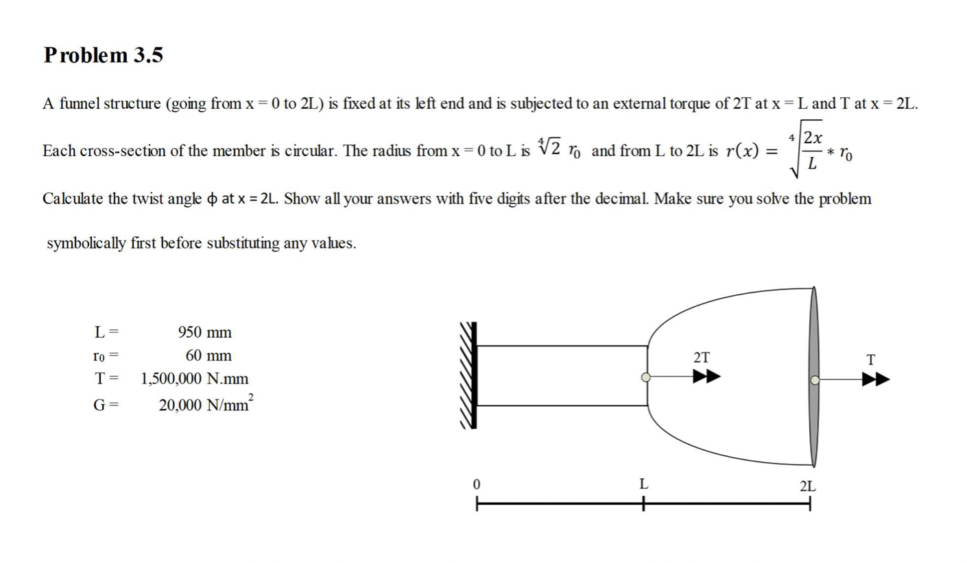 please help Problem 3 . 5 A funnel structure (