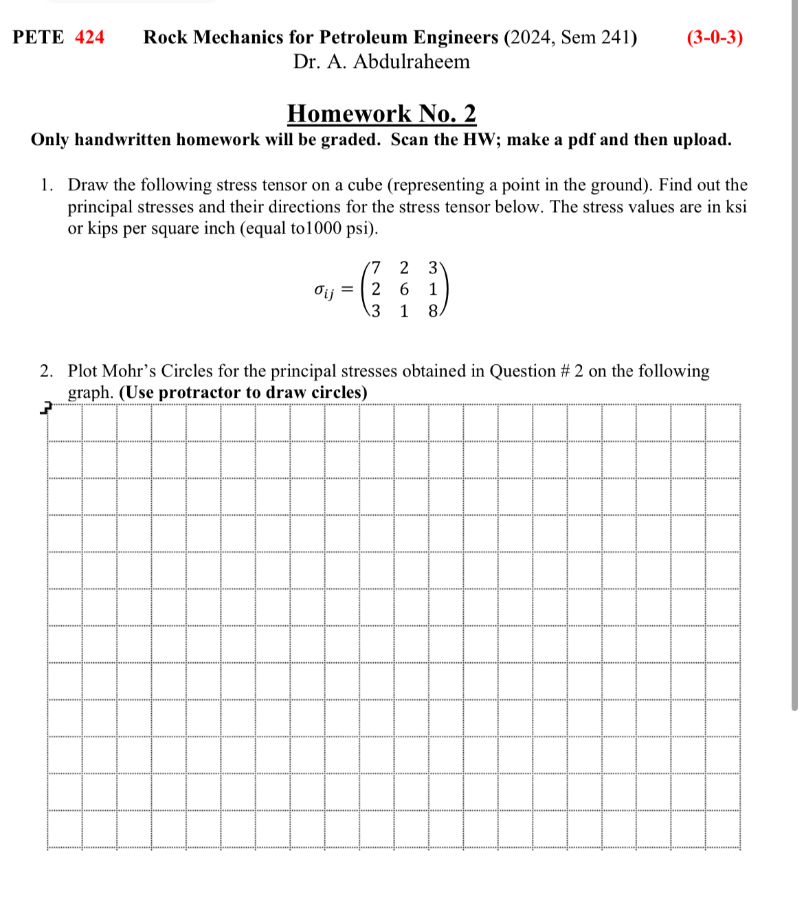 PETE 4 2 4 Rock Mechanics for Petroleum Engineers