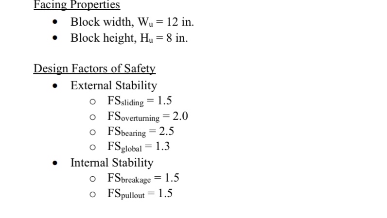 A 2 0 f t high MSE wall with masonry block facing