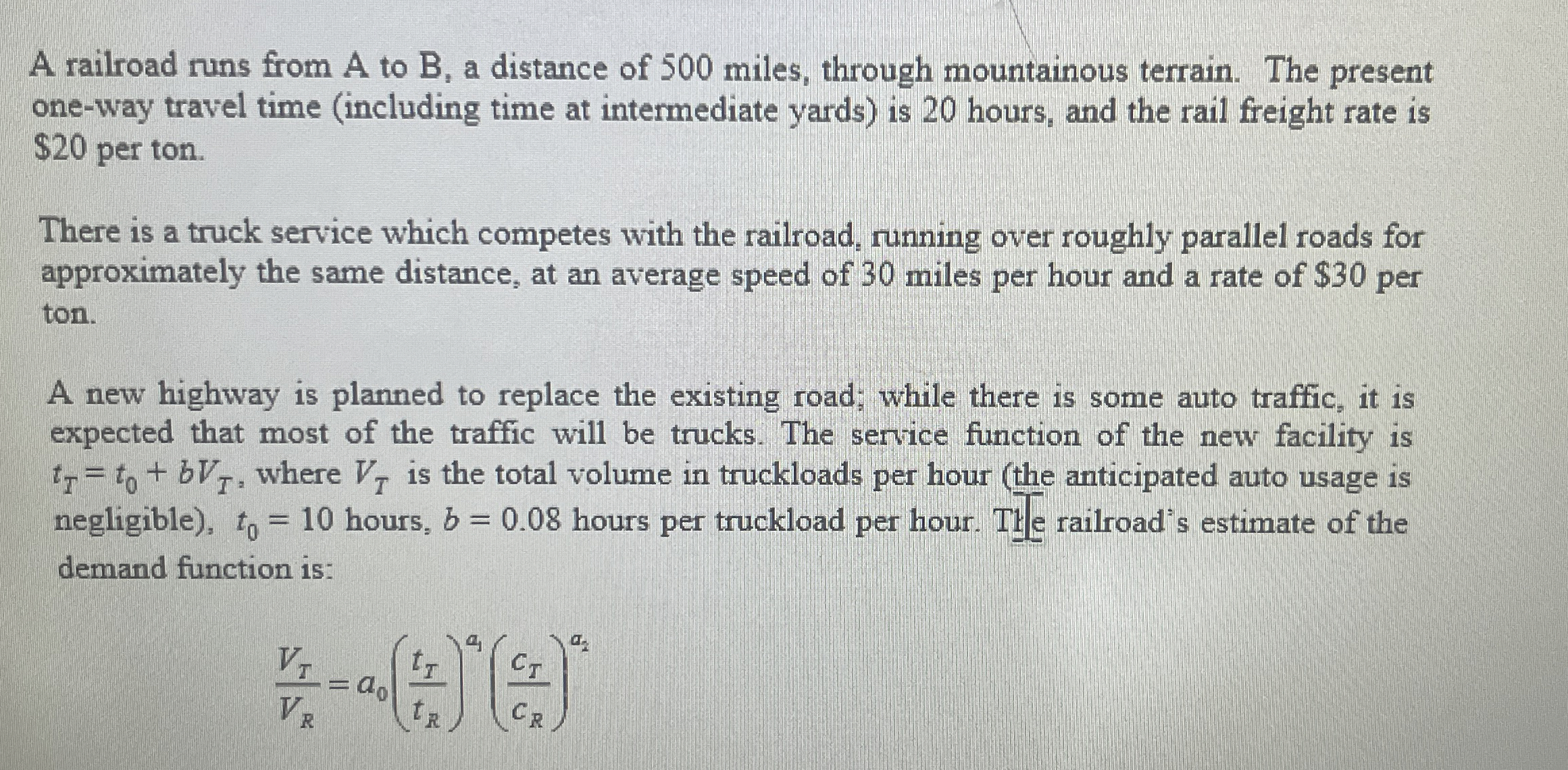 A railroad runs from A to B , a distance of 5 0 0