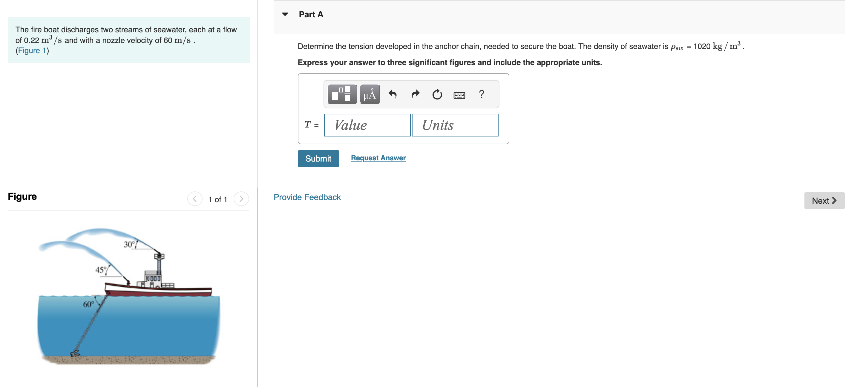 The fire boat discharges two streams of seawater,