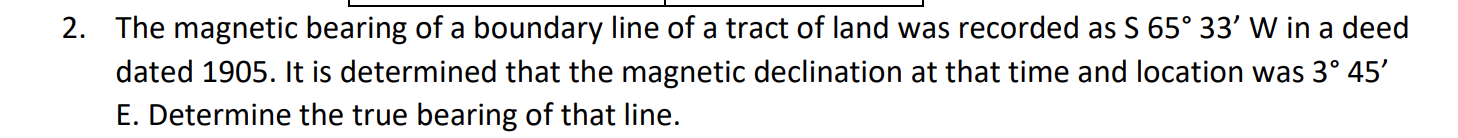 The magnetic bearing of a boundary line of a