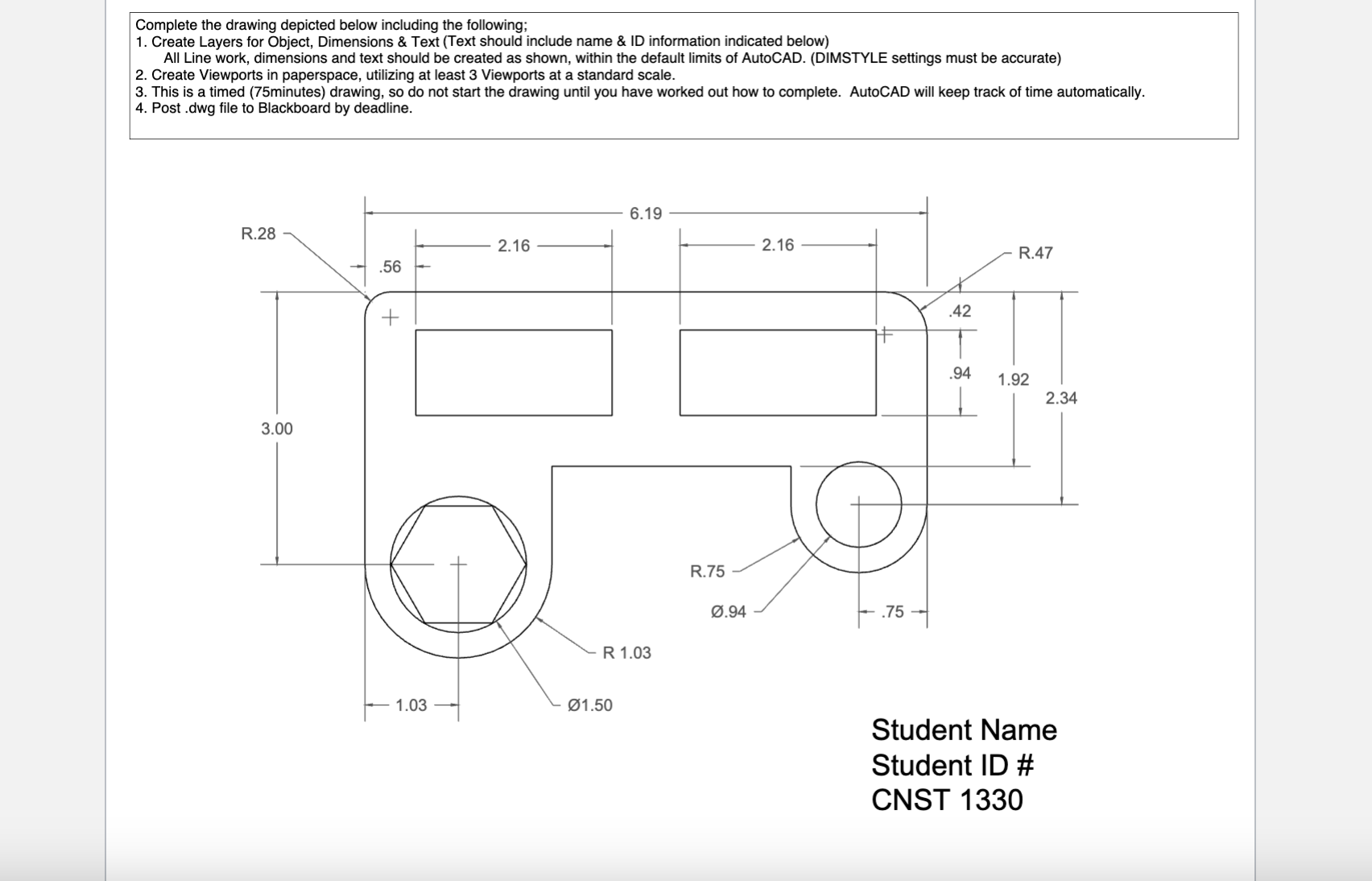 Complete the drawing depicted below including the