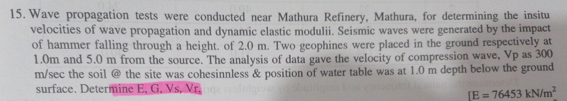 Wave propagation tests were conducted near
