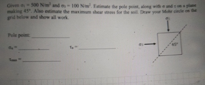 Given 1 = 5 0 0 N m 2 and 3 = 1 0 0 N m 2 .