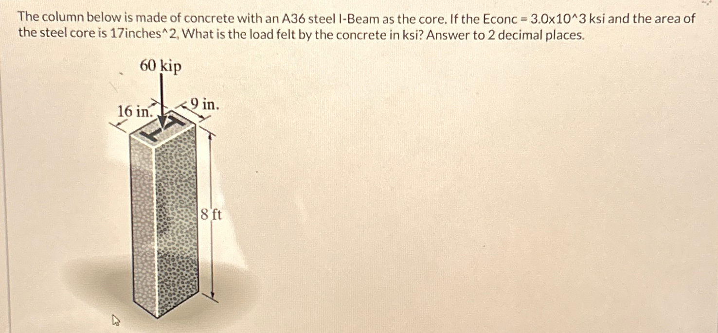 The column below is made of concrete with an A 3