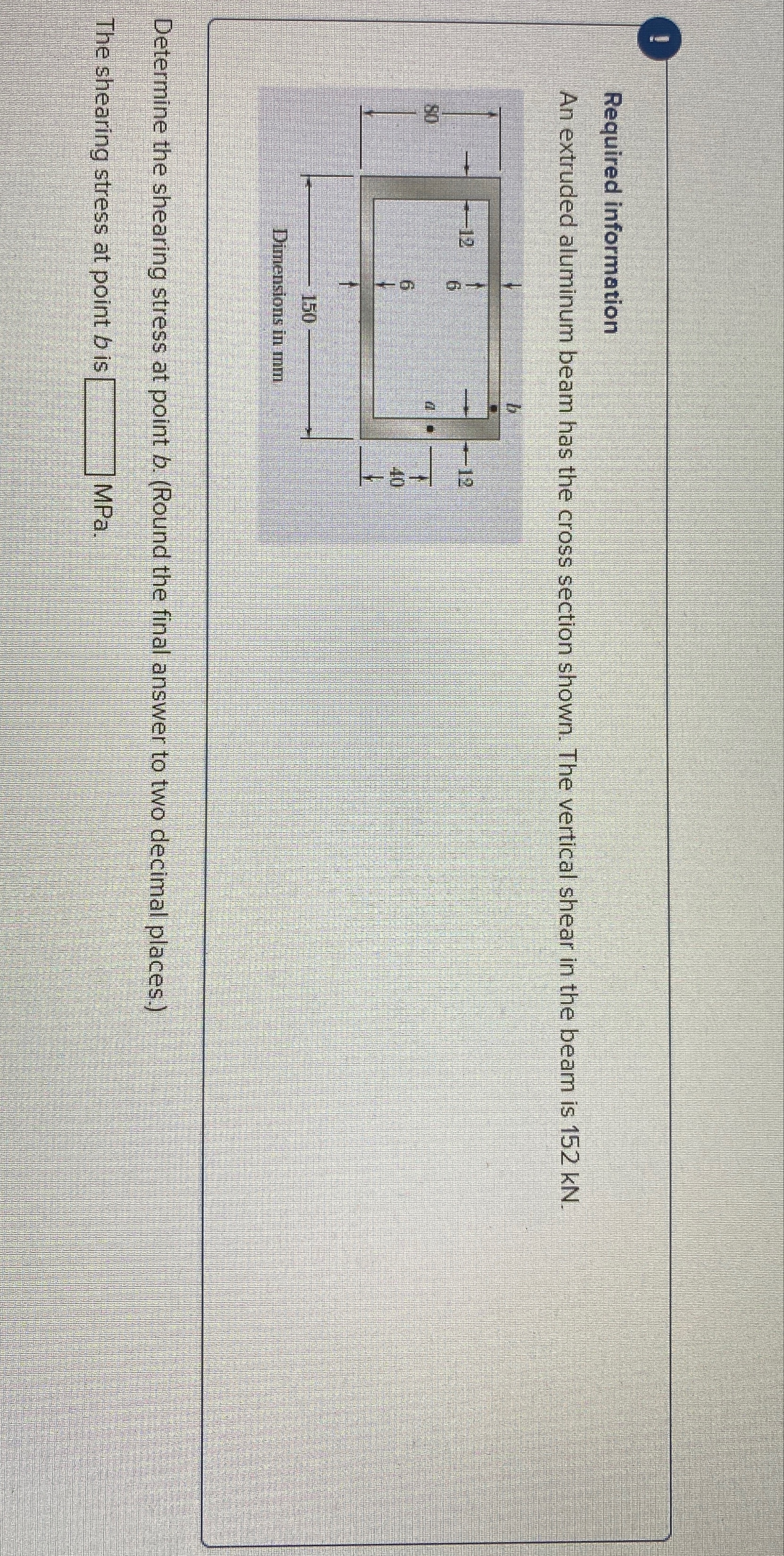 Required information An extruded aluminum beam