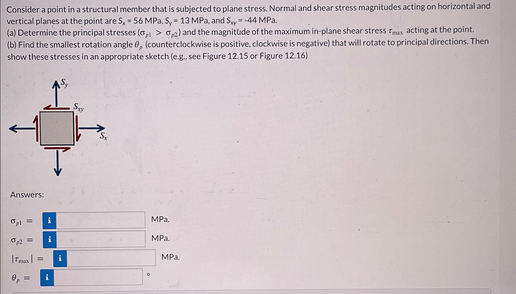 Consider a point in a structural member that is