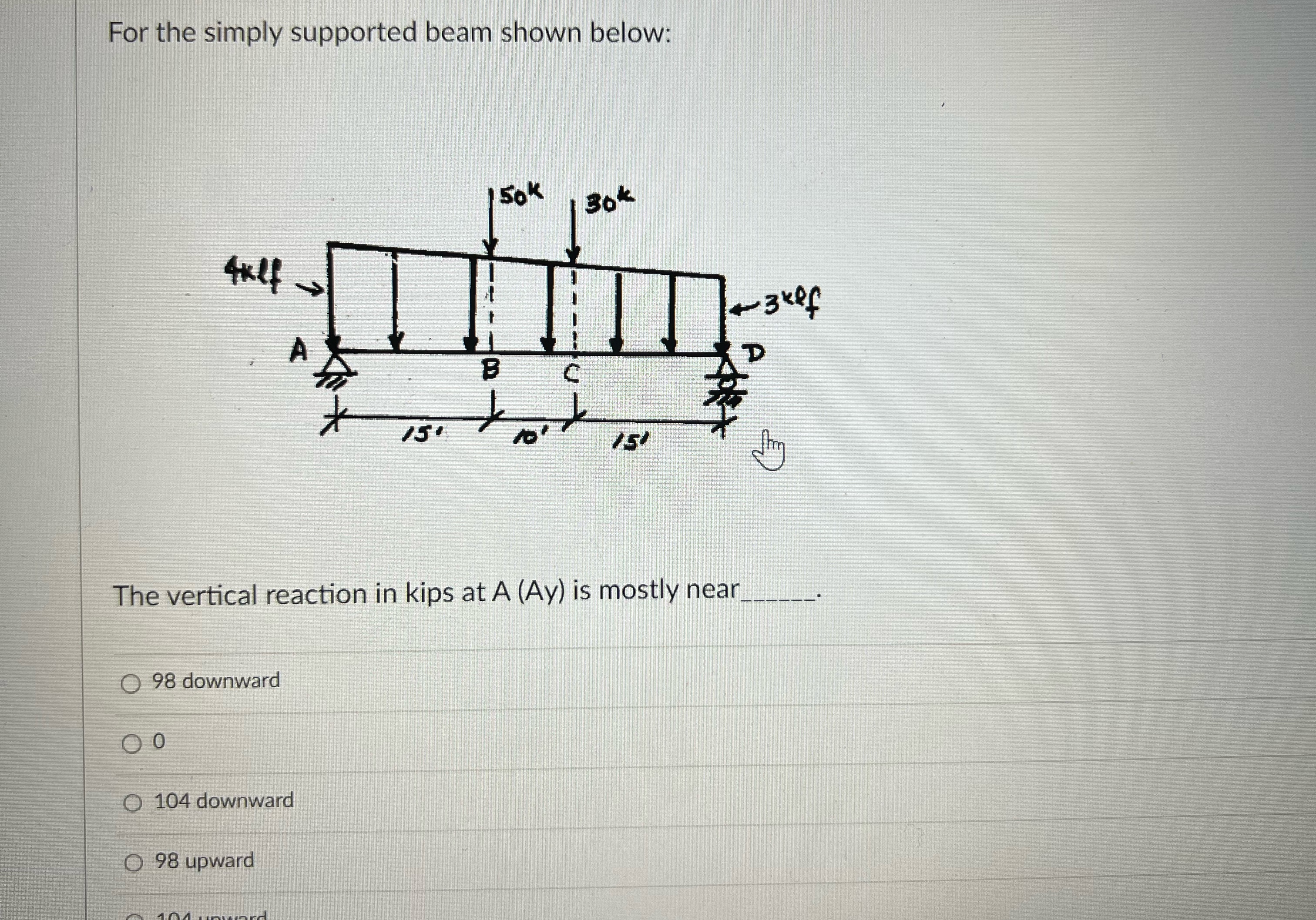 For the simply supported beam shown below: The