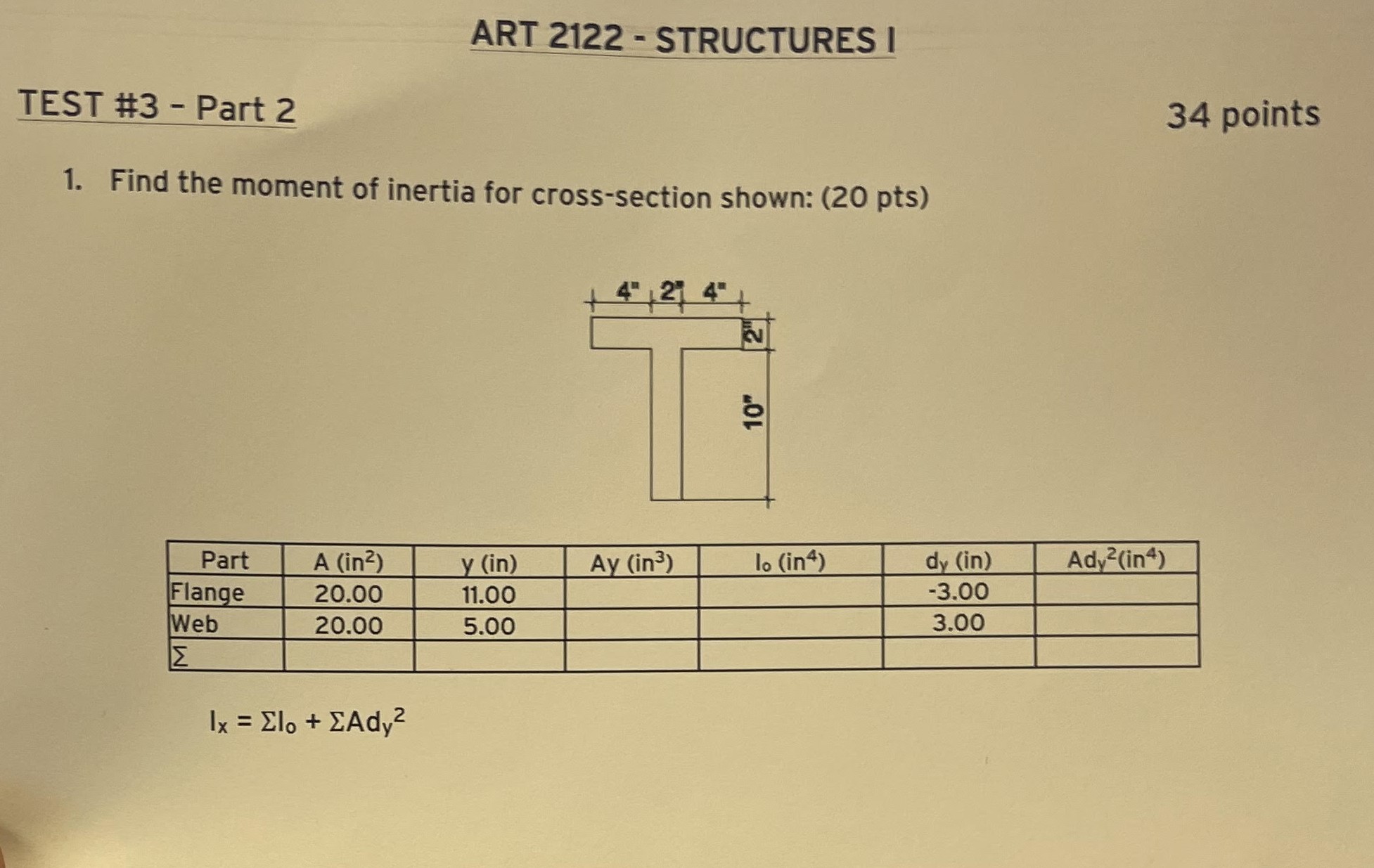 ART 2 1 2 2 - STRUCTURES I TEST # 3 - Part 2 Find