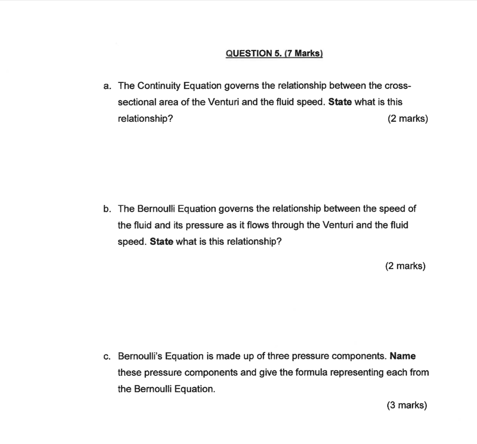 QUESTION 5 . ( 7 Marks ) a . The Continuity