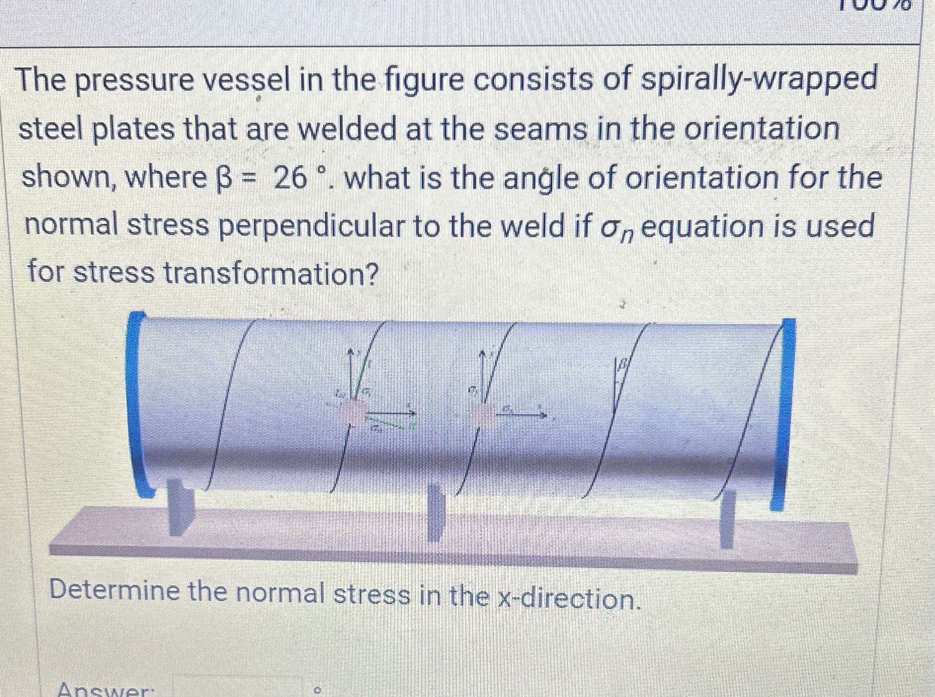 The pressure vessel in the figure consists of