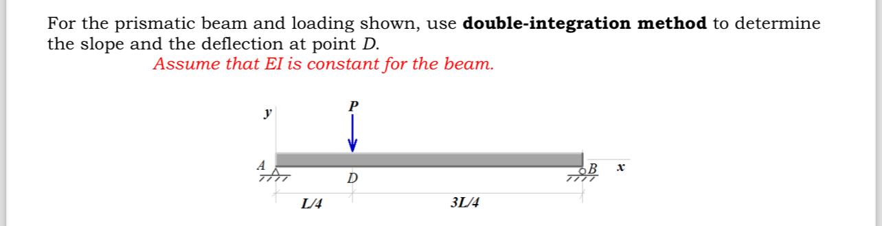 For the prismatic beam and loading shown, use