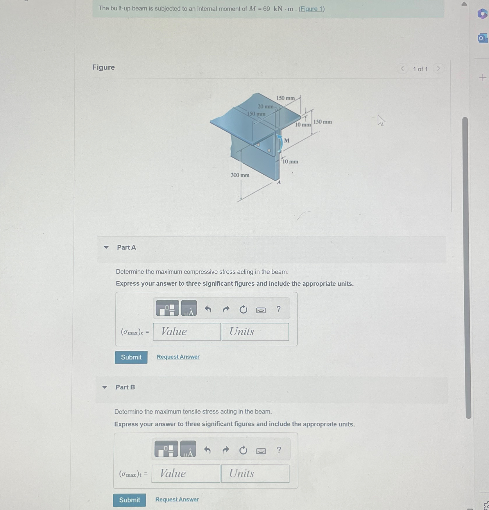 The built - up beam is subjected to an internal
