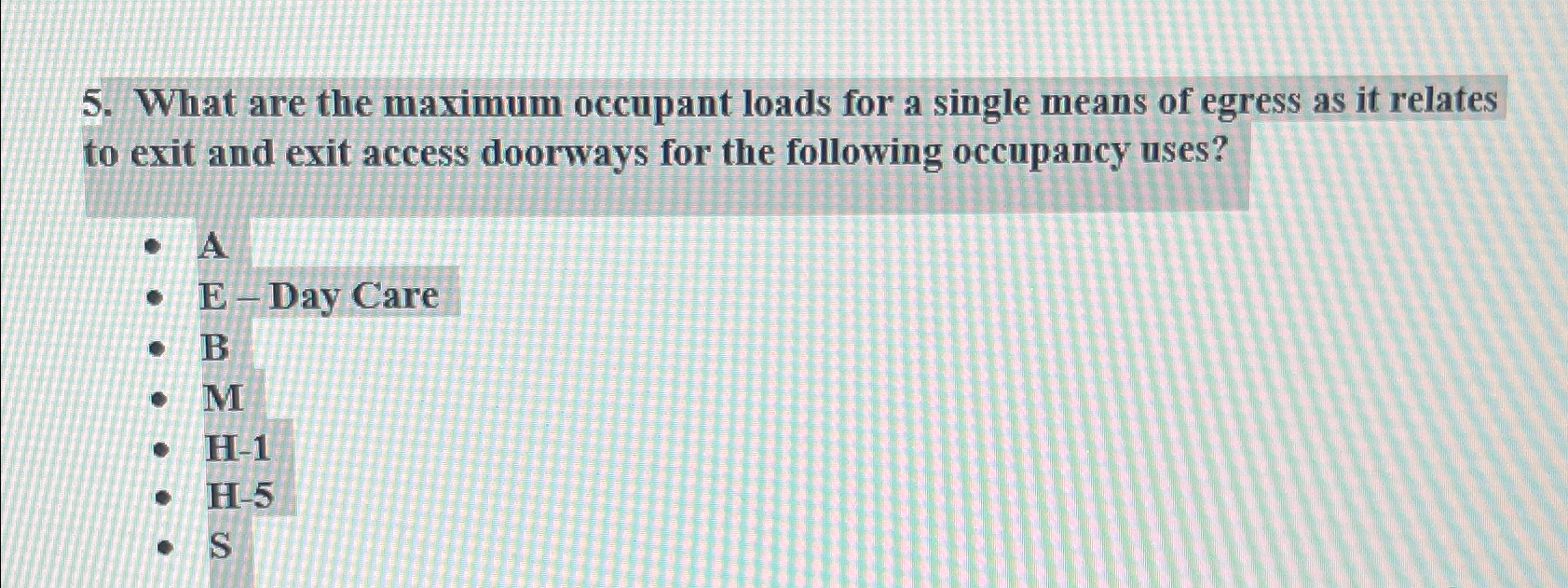 What are the maximum occupant loads for a single