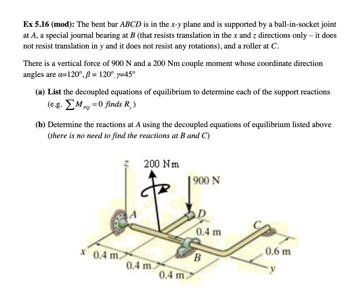 Ex 5 . 1 6 ( mod ) : The bent bar ABCD is in the