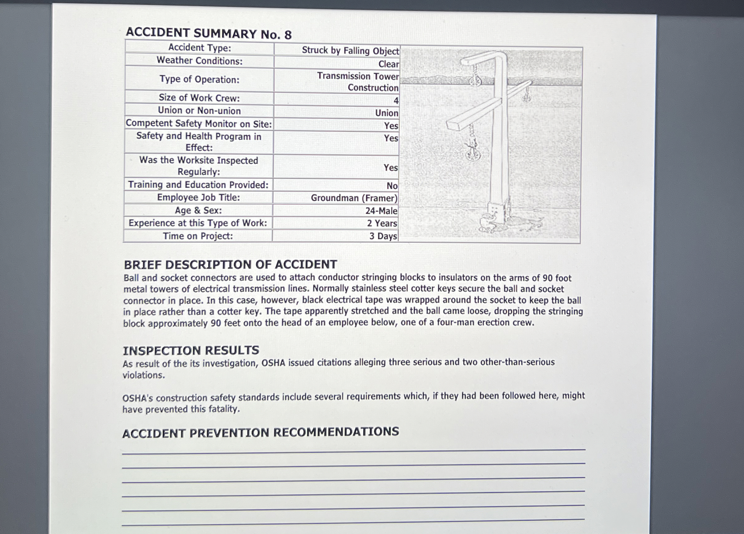 ACCIDENT SUMMARY No . 8 BRIEF DESCRIPTION OF
