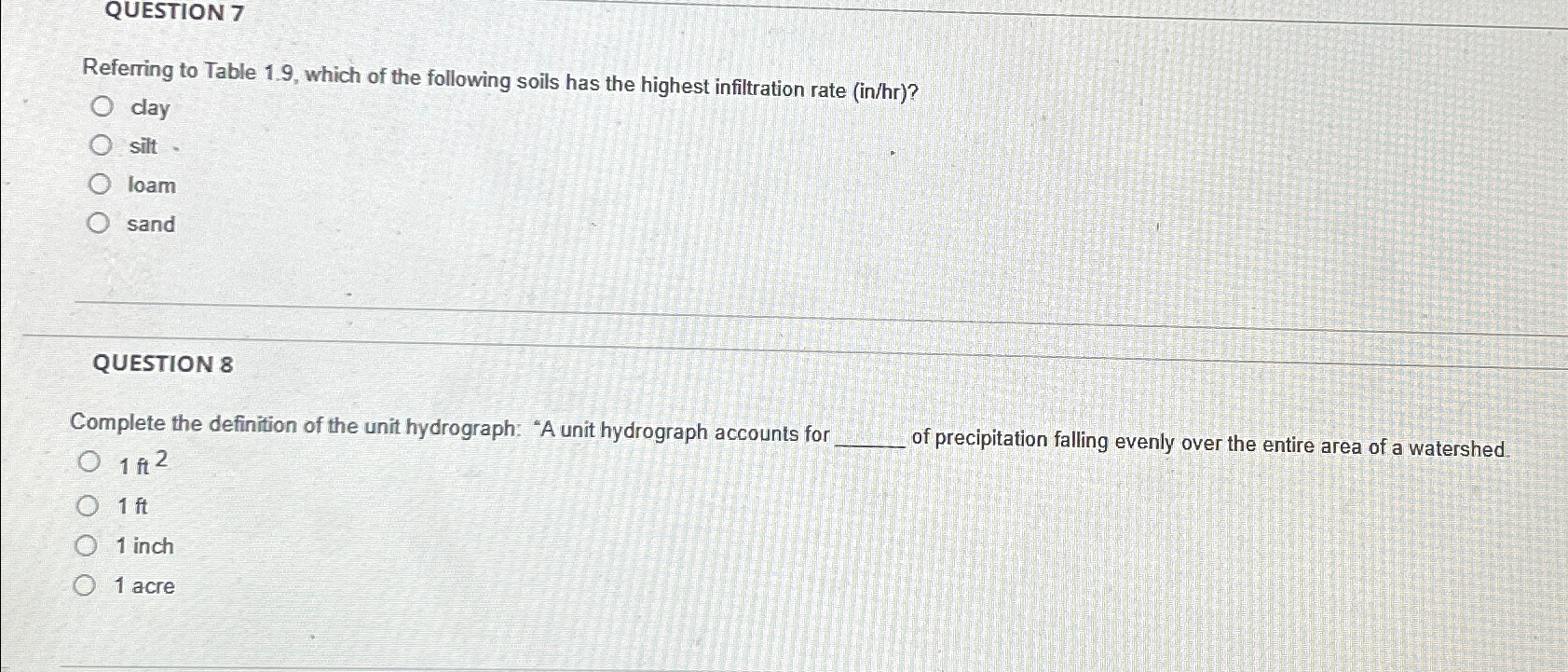 QUESTION 7 Referring to Table 1 . 9 , which of