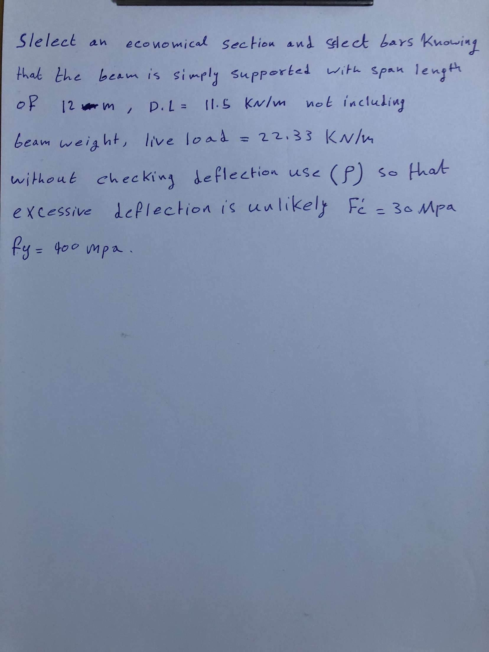 Slelect on economical section and stect bars