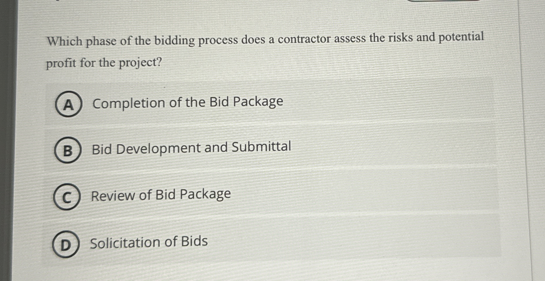 Which phase of the bidding process does a