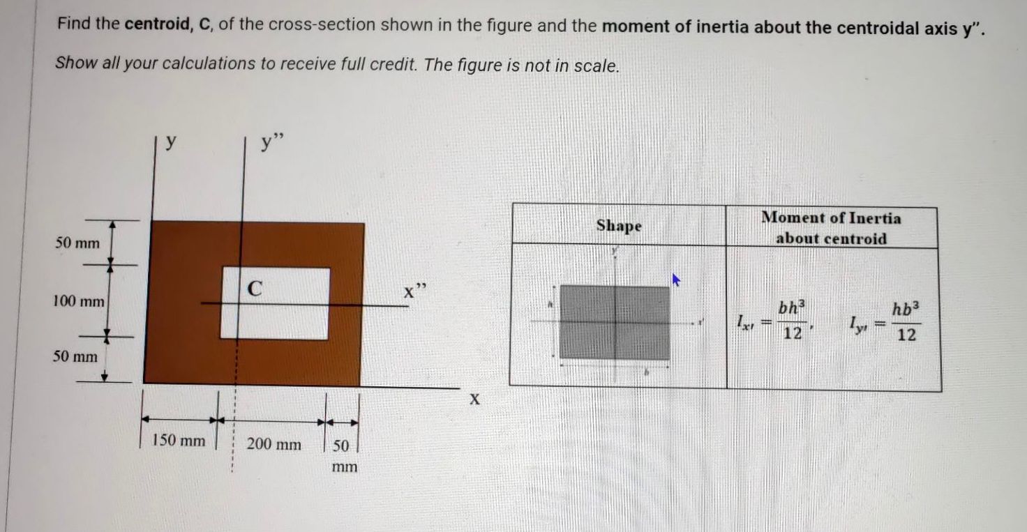 Find the centroid, c , of the cross - section