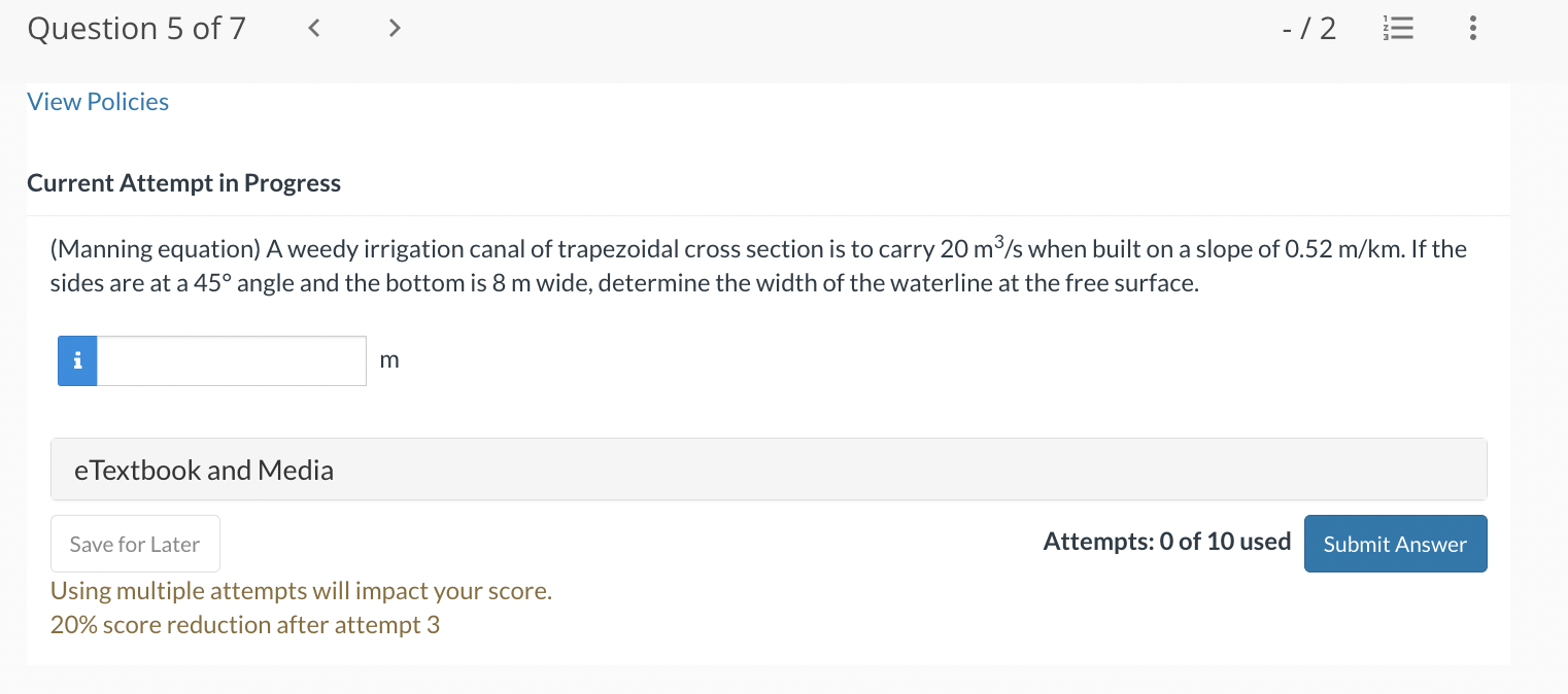 Question 5 of 7 View Policies Current Attempt in