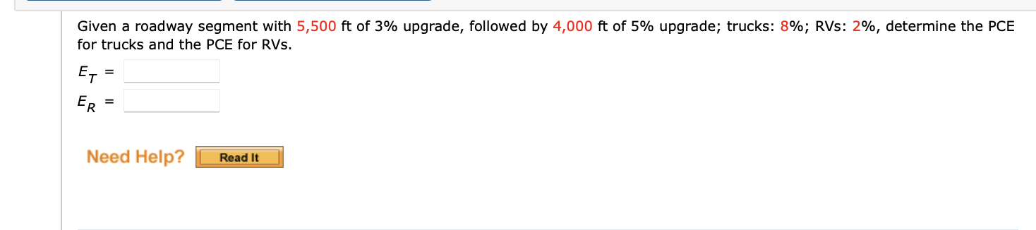 Given a roadway segment with 5 , 5 0 0 f t of 3 %