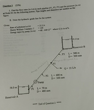 Questian 2 ( 2 3 % ) Find the flow rates ( in L )