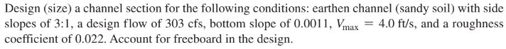 Design ( size ) a channel section for the