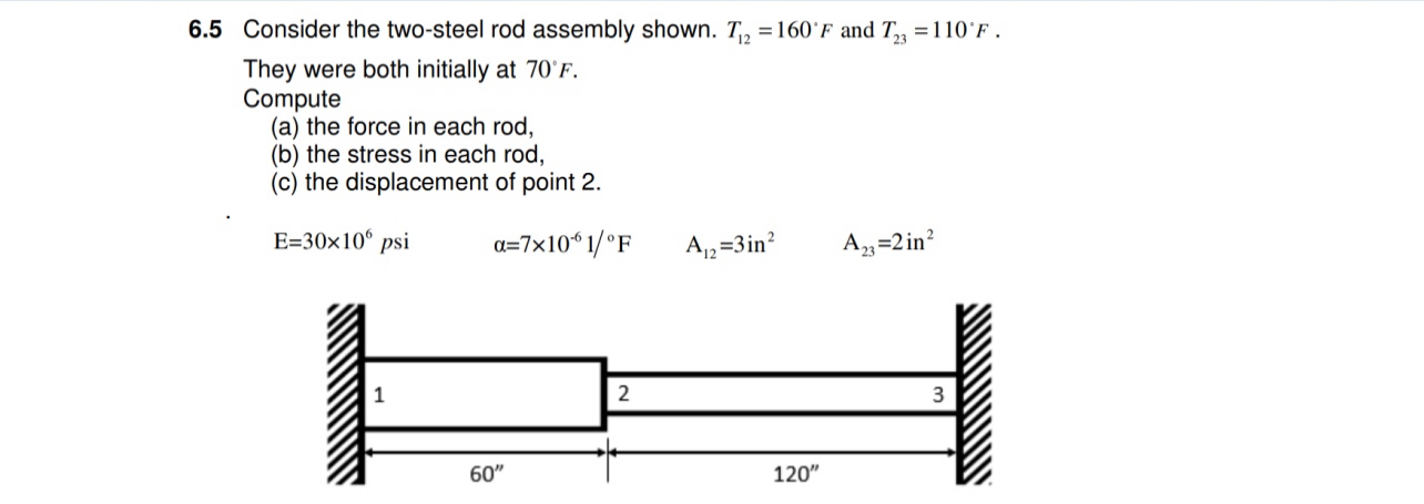 6 . 5 Consider the two - steel rod assembly
