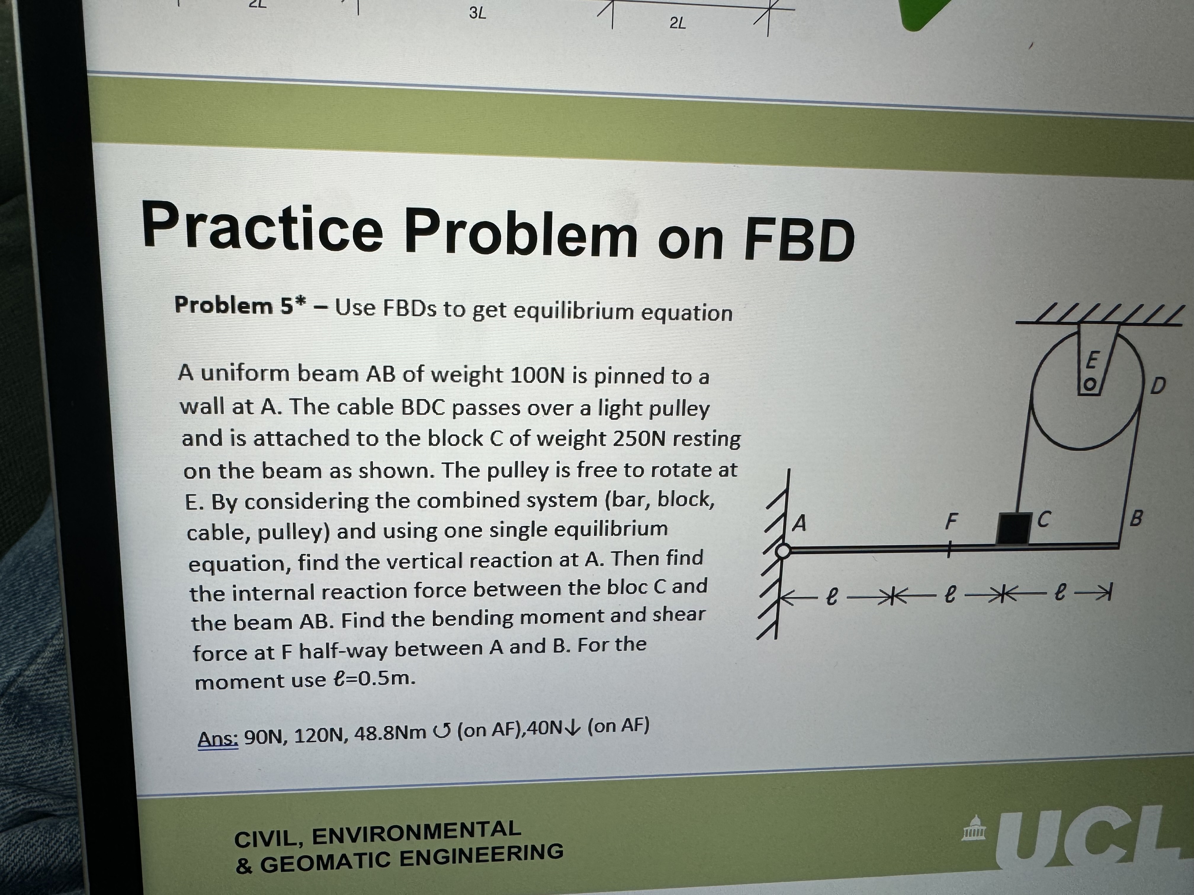 Practice Problem on FBD Problem 5 * - Use FBDs to