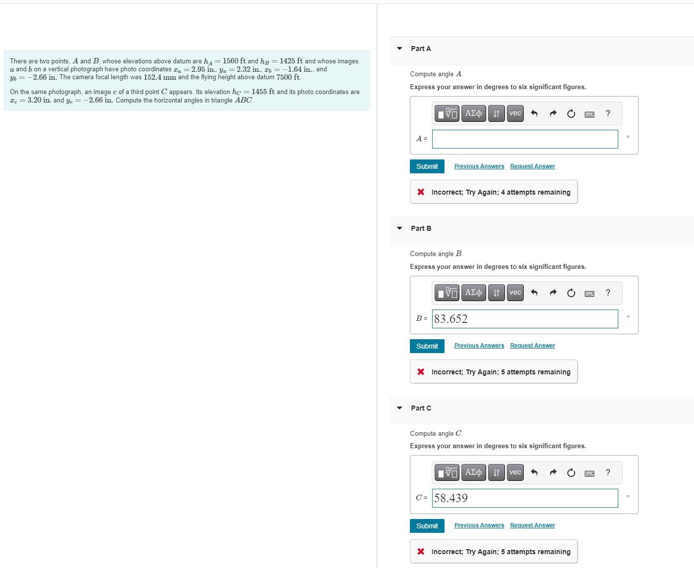 There are two points, A and B , whose elevations