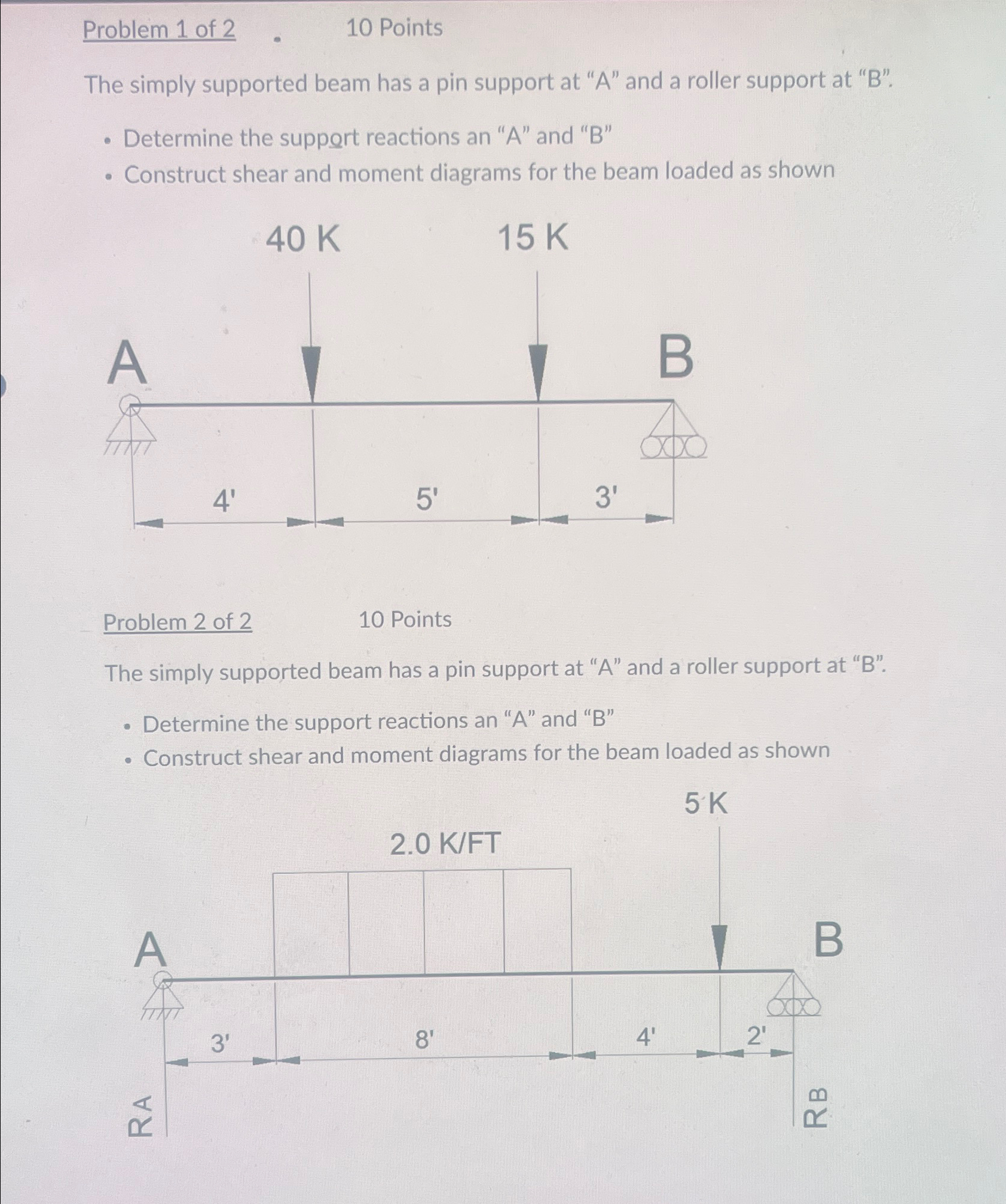 Problem 1 of 2 1 0 Points The simply supported