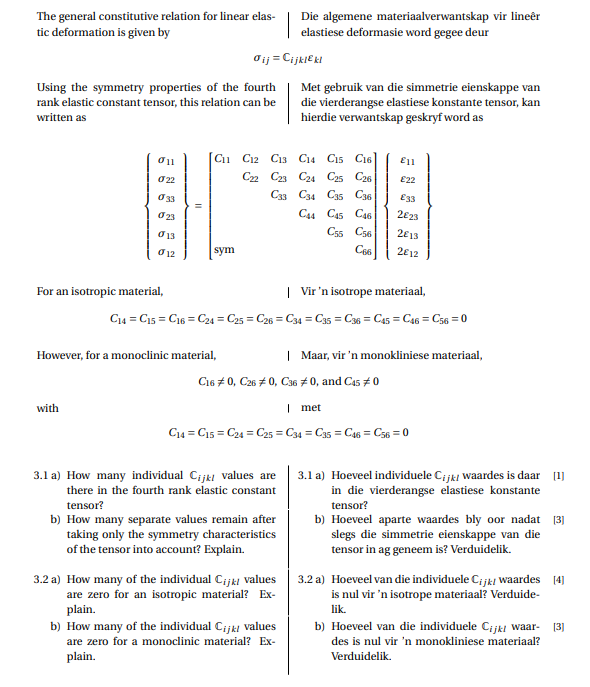 The general constitutive relation for linear elas