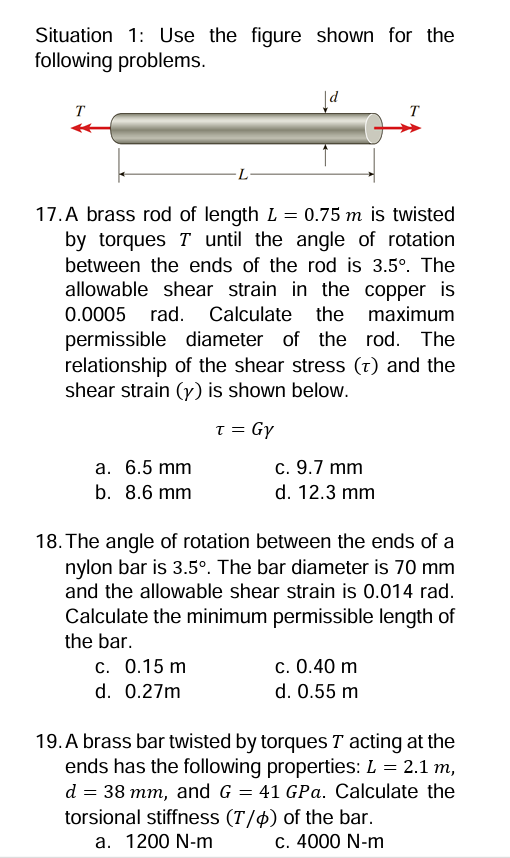 Situation 1 : Use the figure shown for the