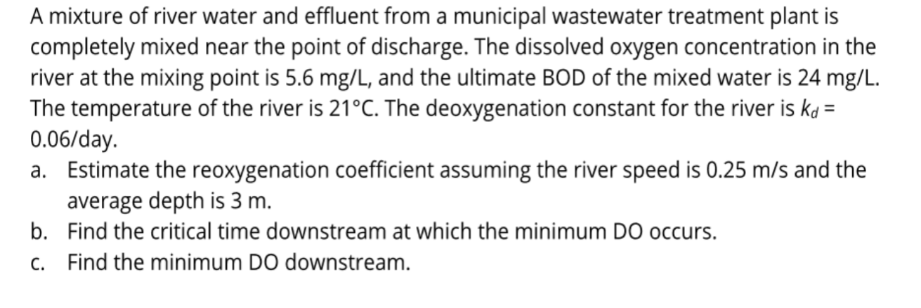 A mixture of river water and effluent from a