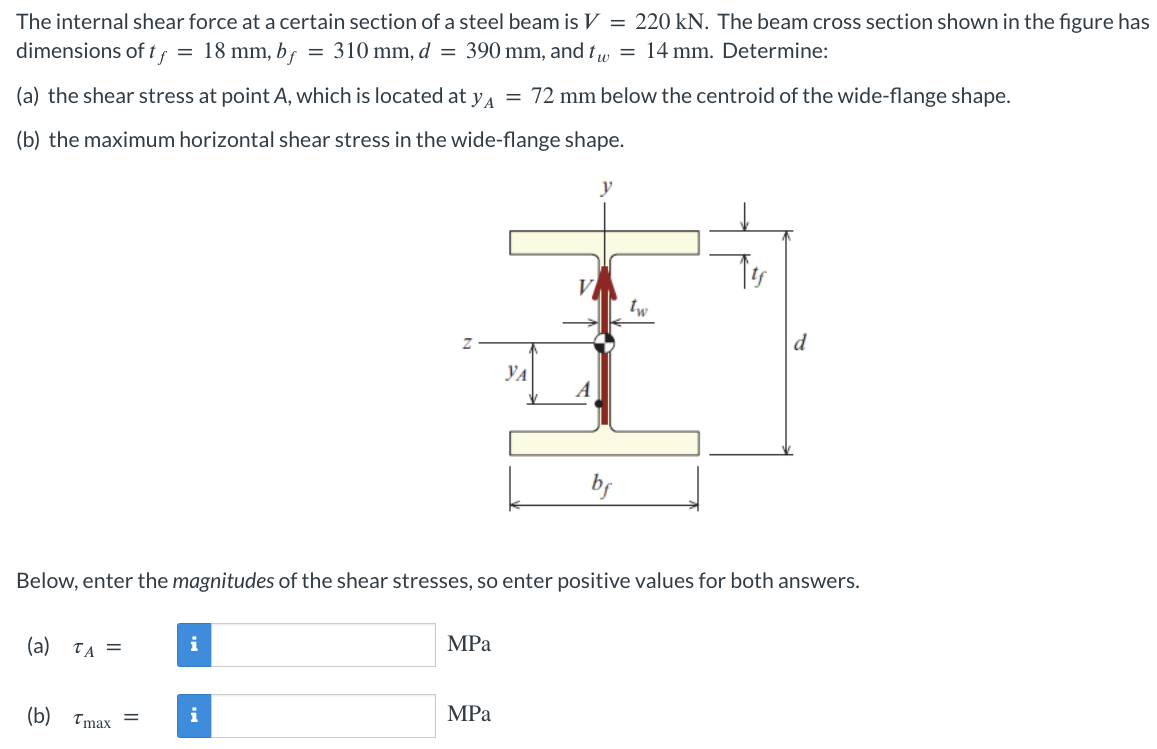 The internal shear force at a certain section of